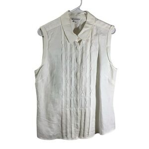 Brooks Brothers Linen Blend Sleeveless Collared Blouse